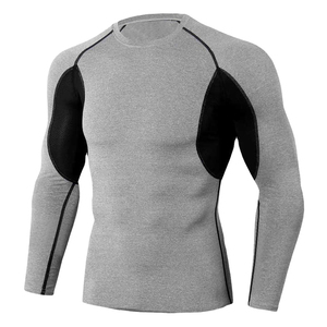 Hot Sale Custom Size Workout Rash Guard Long Sleeve Men's Spandex/Polyester Quick Dry & Breathable Wholesale - Product Image 1