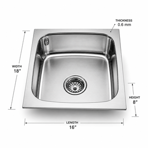 Square Stainless Steel Kitchen Sink Basin Countertop Washing Bowl for Multi Function - Product Image 4