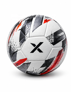 Ballon de football personnalisé X, blanc, noir, rouge, logo X, ballons de football de rue |   OEM ODM |   Fabricant |   Qualité de conception haut de gamme - Product Image 1