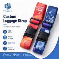 Sangle de bagage élastique personnalisée en gros avec slogan de voyage, en sangle de nylon, avec boucle à pression anti-rupture, pour sécuriser les valises, MOQ 100 pièces