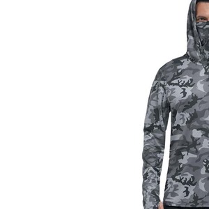 Men's Long Sleeve Hooded Camouflage 100% Polyester Fishing Shirt Outdoor Sport Top - Product Image 3