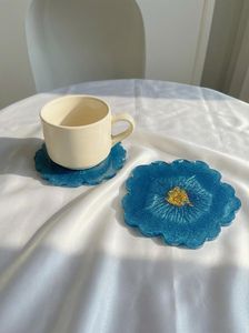 Classic Eco-Friendly Stone <b>Coasters</b> Flower Epoxy Resin <b>Coasters</b> with Holder <b>Set</b> Molds <b>Coaster</b> Plate Crafts byDiameter Glam Style - Product Image 1
