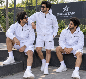 Custom Men’s Windbreaker <b>White</b> <b>Tracksuit</b> Set Lightweight Waterproof Hooded Jacket Shorts 2 Piece Sportswear Jogging Suit - Product Image 3