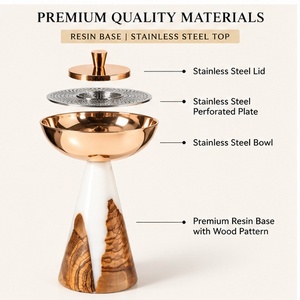 Brûleur d'encens en résine blanche aromatique indienne écologique de qualité supérieure avec dessus en acier inoxydable rose doré par BH BROTHER'S - Product Image 2