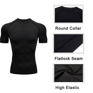 Wholesale High Quality Men's Short Sleeve Sport <b>Compression</b> Top Cool Dry Workout T-<b>Shirt</b> <b>Compression</b> <b>Shirt</b> - Product Image 3