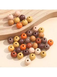 Perles rondes en bois naturel, perles en bois percées en vrac pour la fabrication de bracelets, colliers, bijoux, fournitures d'artisanat - Product Image 3