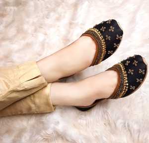 Handmade Traditional Embroidered Beaded Flat <b>Red</b> Printed Fancy Fashion Khussa Jutti Multi-Color Wedding Shoes Girls All Seasons - Product Image 5