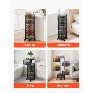 "5-Tier Heavy Duty <b>Wire</b> <b>Basket</b> Cart with Rotating Design Large Capacity Cleaning Use" - Product Image 6