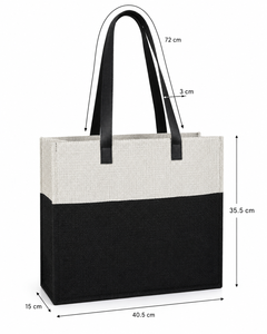 Wholesale Laminated Jute Shopping Tote Bags With Outside Pocket Two Tone Reusable Custom Logo OEM ODM Bulk Manufacturer Exporter - Product Image 2