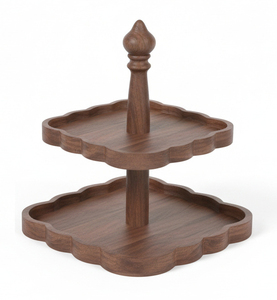 Square Wood Cupcake Stand 2 Tiers Wood Cake Stand Holder Round Tiered <b>Display</b> Stand Detachable Cupcake Serving Tray - Product Image 1