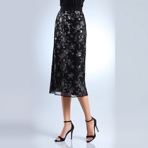 <b>Sequin</b> Embroidered Mid-Calf Polyester <b>Skirt</b> Custom Fashion Party Wear - Product Image 4