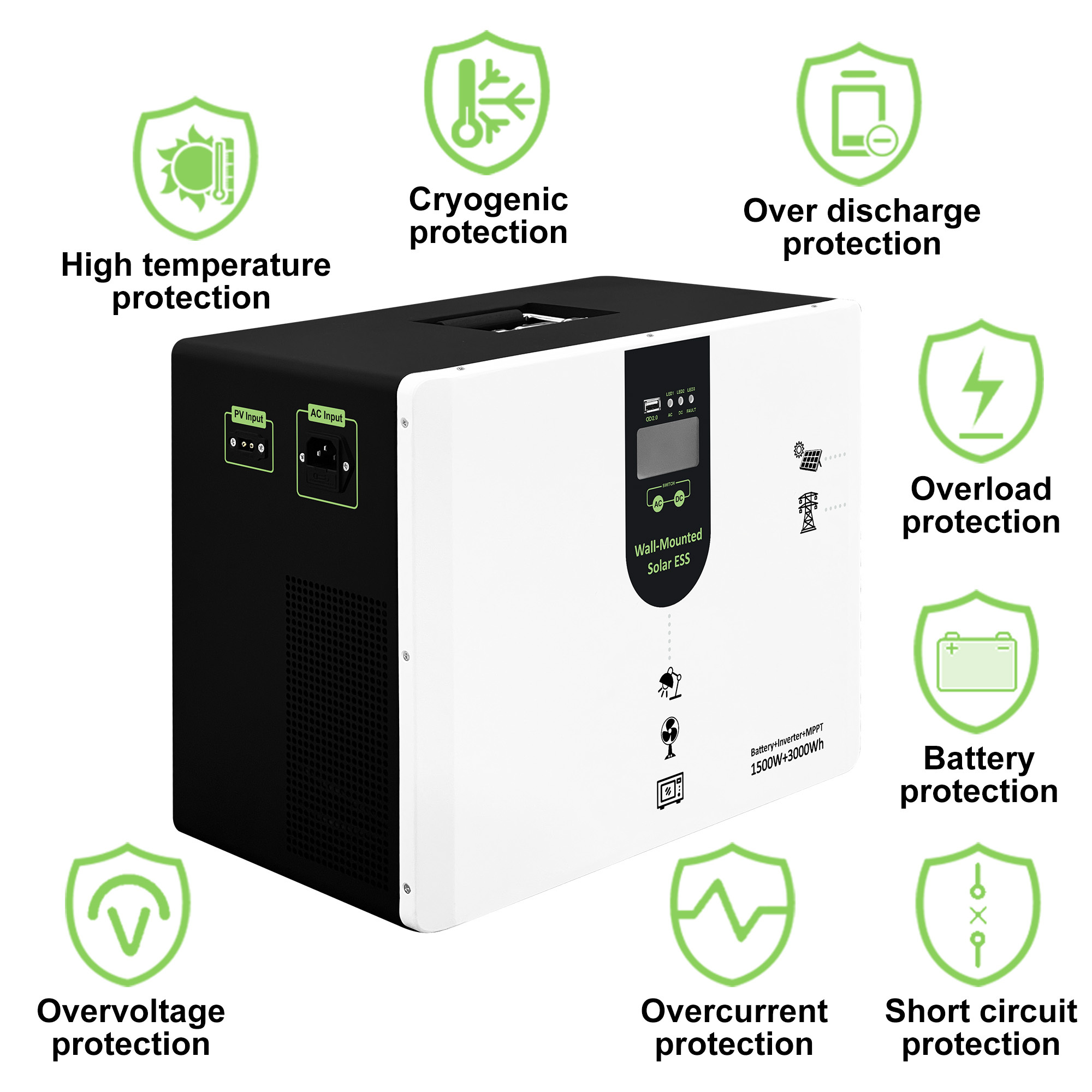 LCD Screen 3.2V 1500W Solar Home Usage Generator UPS Backup Power 3KWH Supply Portable Power Station Lifepo4 · image 2