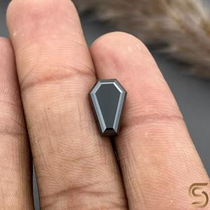 Moissanita Negra Cultivada en Laboratorio, Corte Ataúd, 3.56CT, Piedra Suelta, 12.4x8.1mm, Gema Gótica Alargada - Product Image 6