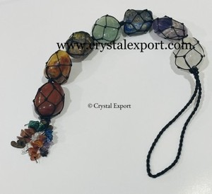 หินโมราธรรมชาติแกะสลักจักระทั้งเจ็ดแบบแขวนคริสตัลบำบัดสำหรับตกแต่งบ้านและแขวนรถ - Product Image 4