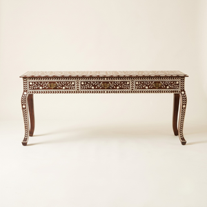 Mesa Consola Moderna de Madera con Incrustaciones de Hueso para Sala de Estar, Mueble de Entrada para Apartamento u Hogar, para Colocar Contra la Pared - Product Image 1