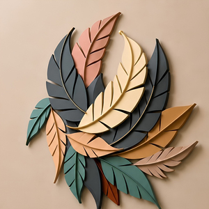 BOTANICAL <b>LEAF</b> <b>WALL</b> <b>DECOR</b> Iron 3D Handmade Floral Botanical Accent Hanging Home Interior Design Black and Gold - Product Image 3
