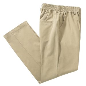 Pantalones de Algodón de Pierna Recta para Hombre, Cintura Media, Corte Regular, Color Sólido, Estilo Casual, para Primavera, Tejido de Tela, con Bolsillos - Product Image 1