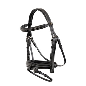 Leather Horse Dressage Bridle Soft Padded Headpiece with Adjustable Straps and <b>Stitched</b> Details - Product Image 3