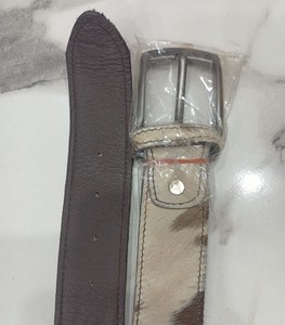 Ceinture de luxe en cuir à poils de vache pour hommes et femmes, avec boucle ardillon, ceintures en cuir à poils véritable sur mesure, ceintures habillées authentiques du Pakistan - Product Image 4