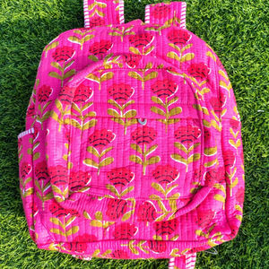 Nueva Mochila Escolar Bohemia Hecha a Mano para Niños, Ligera, Linda, de Algodón Acolchado Rosa con Estampado Floral, Directo del Mayorista - Product Image 1