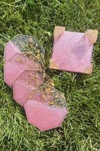 Round Stone <b>Coaster</b> Set Wabi-Sabi Design Floral Pattern Non-Slip Table Mat 6 mm Thickness Round Wabi-Sabi Design Natural <b>Coaster</b> - Product Image 6