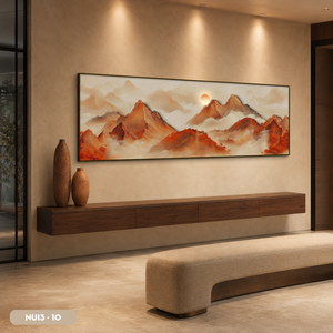 OEM - ODM Peinture murale en soie paysage montagneux forestier, Œuvre d'art traditionnelle faite à la main, Modèle NUI3-10, Origine Vietnam - Product Image 3