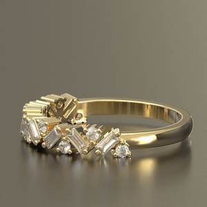 Elegante anillo de boda de diamantes, anillo de boda de oro macizo con moissanita para mujer, banda a juego, anillo de media eternidad, banda de moissanita, R - Product Image 3