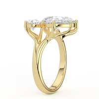 Anillo de Diamantes con Corte de Pera Asimétrico, Oro Amarillo, Diseño de Racimo con Múltiples Piedras, Anillo Moderno de Banda Dividida, Joyería Fina, Anillo de Compromiso