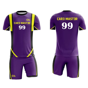Ensemble de vêtements de football d'été respirants personnalisables pour hommes et garçons, impression de numéro et de nom personnalisés, séchage rapide, 100% polyester, haute qualité - Product Image 1