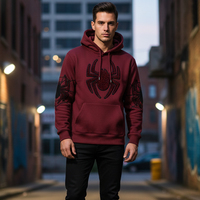 Supplier Hoodie Musim Dingin Trendi Grosir Pria, Tracksuit Grafis Cetak Digital, Pullover Fleece Jaring Laba-laba Berhias Rhinestone, Unisex Streetwear