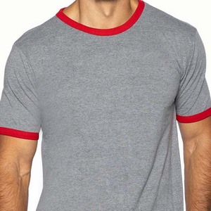 Camiseta Gris para Hombre, Cuello Redondo, Manga Corta, Ribete en Contraste, Corte Regular, Casual, 100% Algodón Tejido, Color Sólido - Product Image 5
