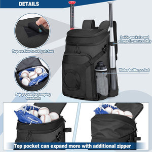 Bolsa de Béisbol, Mochila de Softbol para Jóvenes y Adultos, Bolsa para Equipo de Bateo con Soportes para Bate y Casco, Compartimento para Zapatos, Gran Capacidad - Product Image 5