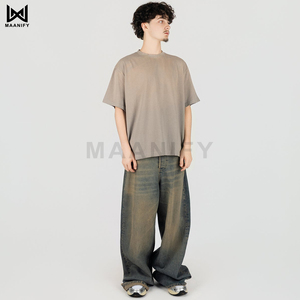 เสื้อยืดโอเวอร์ไซส์สไตล์วินเทจ ซันวอช ผ้าคอตตอนหนานุ่ม สตรีทแวร์ ย้อมสีสำเร็จรูป ขายส่ง - Product Image 4