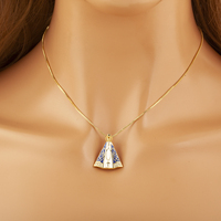 Collier Pendentif Géométrique QIKU Drapeau Américain Statue de la Liberté pour Hommes, Tendance, Plaqué Or 18K, Zircon Baguette Carré Personnalisé