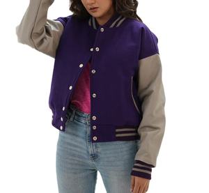 Chaqueta universitaria de lana para mujer al por mayor con diseño tejido bordado Color personalizado y manga larga transpirable de alta calidad - Product Image 4