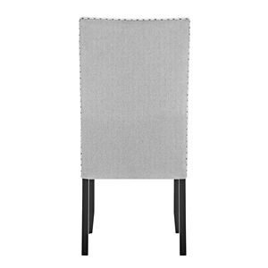 Set di 2 Sedie da Pranzo Moderne in Tessuto Grigio Chiaro con Schienale Intero Imbottito, Finitura con Borchie e Dettagli in Legno per Sala da Pranzo - Product Image 3
