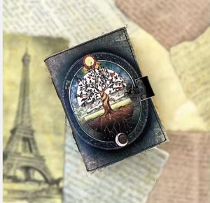 indian Genuine Leather Journal Deckle Edge Paper <b>Notebook</b> Tree Design Personalized Dairy Spell Brass <b>Lock</b> journal - Product Image 1