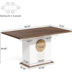 Set Tavolo da Pranzo Rettangolare Moderno per 6 Persone, Arredamento Cucina in Legno con Base Robusta, Design Moderno ed Elegante - Product Image 6