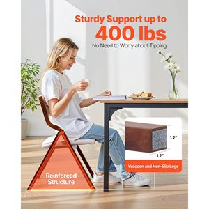 Set of 4 White Wooden Folding Dining <b>Chairs</b> with Padded <b>Cushion</b> and Frame - Product Image 2