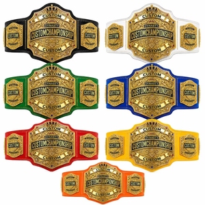 Ceinture de championnat de lutte personnalisée en cuir PU plaqué or noir avec plaques latérales, ceinture de titre personnalisée, ceinture de championnat sur mesure - Product Image 4