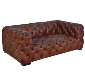 Luxury Style Two Seater Chesterfield Leather <b>Sofa</b> with Quilted Upholstery Rolled Arms Solid Wood Frame Living Room <b>Sofa</b> - Product Image 2