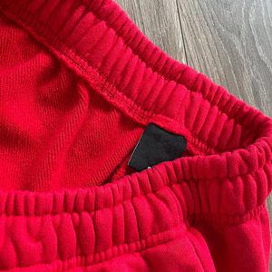 Pantalones Deportivos Rojos de Algodón para Hombre, de Alta Calidad, Cintura Elástica con Cordón, Pierna Ancha, Estilo Casual, con Estampado de Letras en la Pierna Derecha, para Otoño - Product Image 5