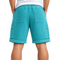 Shorts en tricot gaufré pour hommes, streetwear personnalisé, décontractés, en tissu gaufré doux, taille élastique, été, fournisseur OEM en gros pour hommes