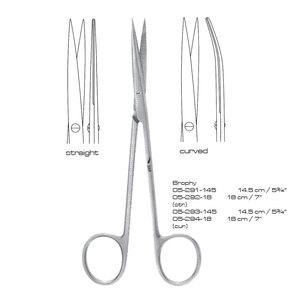 Ensemble d'instruments de chirurgie Brophy, ciseaux chirurgicaux droits de 18 cm, manuels, pour la chirurgie générale, acier inoxydable de classe I, certifié ISO13485 - Product Image 1