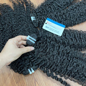 PRODUCTO POPULAR Extensiones de cabello humano rizado birmano con textura vaporizada, color negro natural, súper trama, listas para enviar, sin desprendimiento - Product Image 5