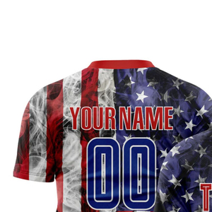 Maillot de football à manches courtes avec drapeau américain, respirant, séchage rapide, uniforme de sport léger pour l'entraînement des équipes - Product Image 4