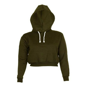 Haut court à capuche personnalisé pour femme, 100 % coton, décontracté, oversize, écologique, respirant, avec poches, pour l'automne - Product Image 2