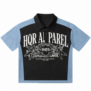 Camiseta de Manga Corta Blanca y Azul Marino para Hombre HQR APPAREL, con Logotipo Frontal, Estilo Casual, Corte Regular, Transpirable, de Algodón Tejido - Product Image 5