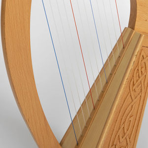 พิณแกะสลักทำมือ 27 สาย สีดำ ดีไซน์โค้ง 10 สายโลหะ แถมฟรีกระเป๋าสีดำและกุญแจปรับเสียง พิณคีย์ไลร์ 38 สาย - Product Image 3