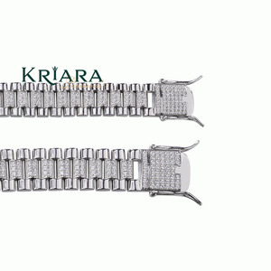 Bracelet cubain en moissanite, argent 925 plaqué rhodium, micro-pavé, unisexe, bracelet chaîne de luxe - Product Image 4